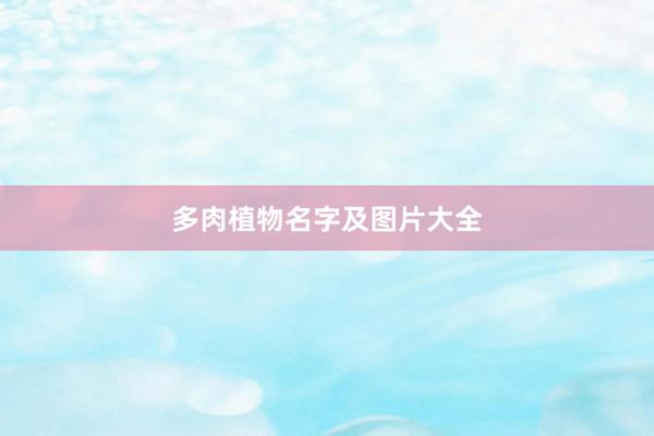 多肉植物名字及图片大全