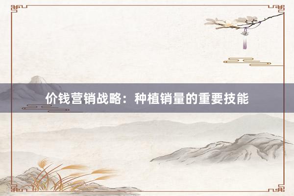 价钱营销战略：种植销量的重要技能